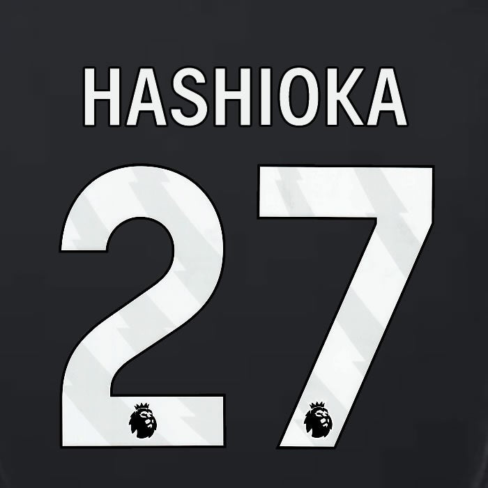 2023 2024 LUTON TOWN OFFICIAL HASHIOKA 27 WHITE 3RD PLAYER SIZE NAMESET