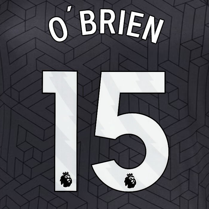 2024 2025 EVERTON O BRIEN 15 OFFICIAL WHITE AWAY PLAYER SIZE NAMESET