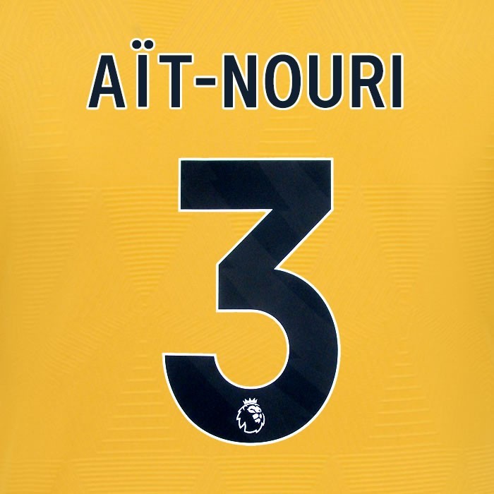 2024 2025 WOLVES HOME BLACK AIT-NOURI 3 OFFICIAL PLAYER SIZE NAMESET