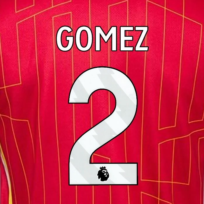 2024 2025 OFFICIAL LIVERPOOL GOMEZ 2 WHITE HOME PLAYER SIZE NAMESET