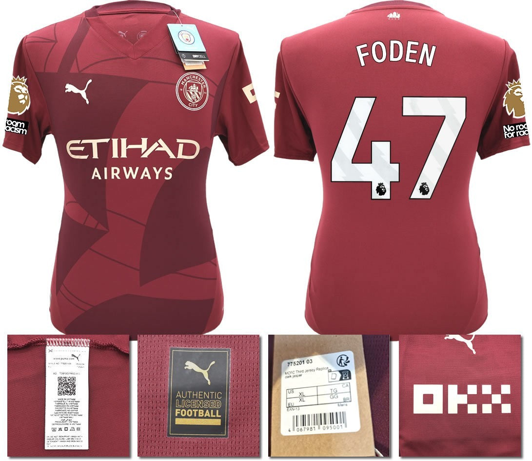 BNWT 24 25 MAN CITY PUMA THIRD FODEN 47 + PATCHES FOOTBALL SHIRT MENS XL