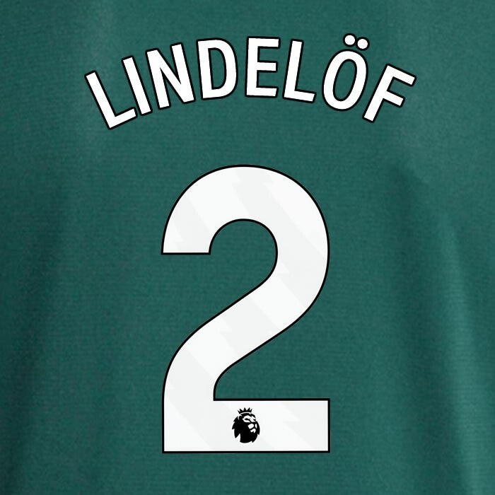 MAN UTD 2023 2024 LINDELOF 2 OFFICIAL AVERY DENNISON WHITE PLAYER SIZE NAME SET