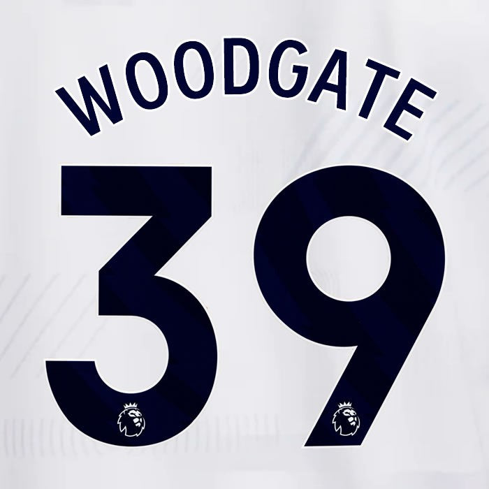 SPURS 2023 2024 WOODGATE 39 BLUE HOME PLAYER SIZE NAME SET