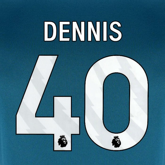 2024 2025 BOURNEMOUTH DENNIS 40 WHITE 3RD PLAYER SIZE NAME SET