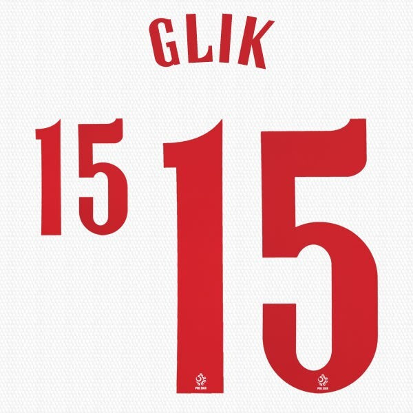 2020 2021 OFFICIAL POLAND GLIK 15 HOME RED PLAYER SIZE NAMESET