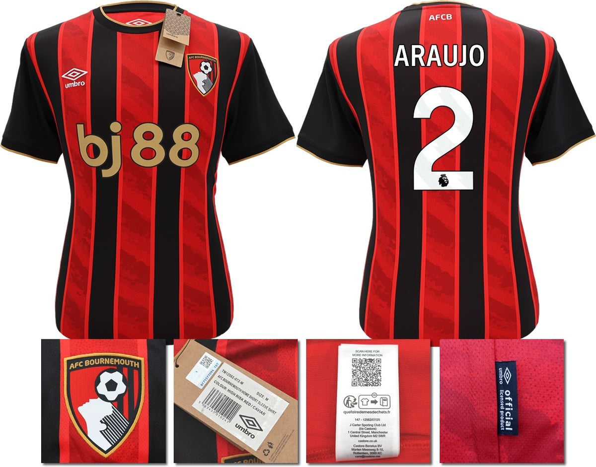 BNWT 2025 2026 UMBRO AFC BOURNEMOUTH HOME SHIRT ARAUJO 2