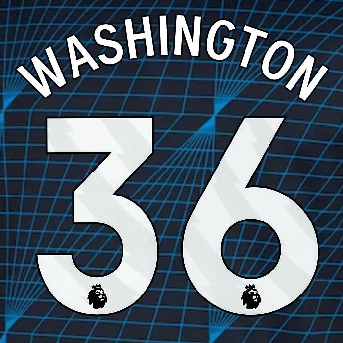 2023 2024 OFFICIAL CHELSEA WASHINGTON 36 WHITE AWAY PLAYER SIZE NAMESET