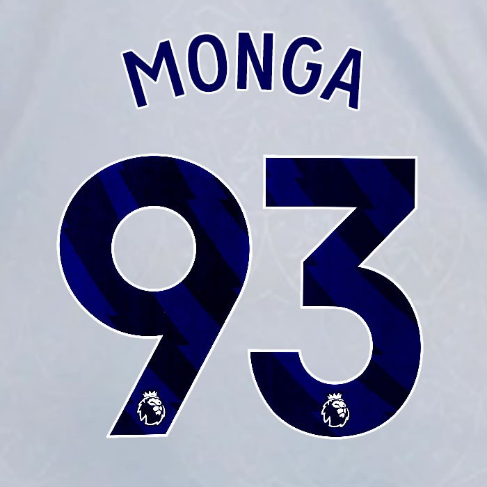 2024 2025 OFFICIAL LEICESTER CITY MONGA 93 BLUE 3RD PLAYER SIZE NAME SET