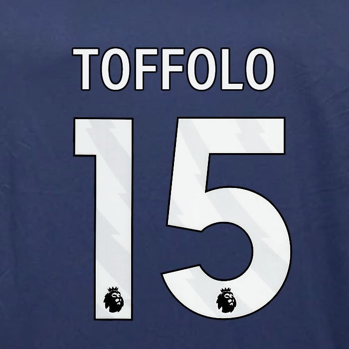 2023 2024 OFFICIAL NOTTINGHAM TOFFOLO 15 WHITE 3RD PLAYER SIZE NAMESET