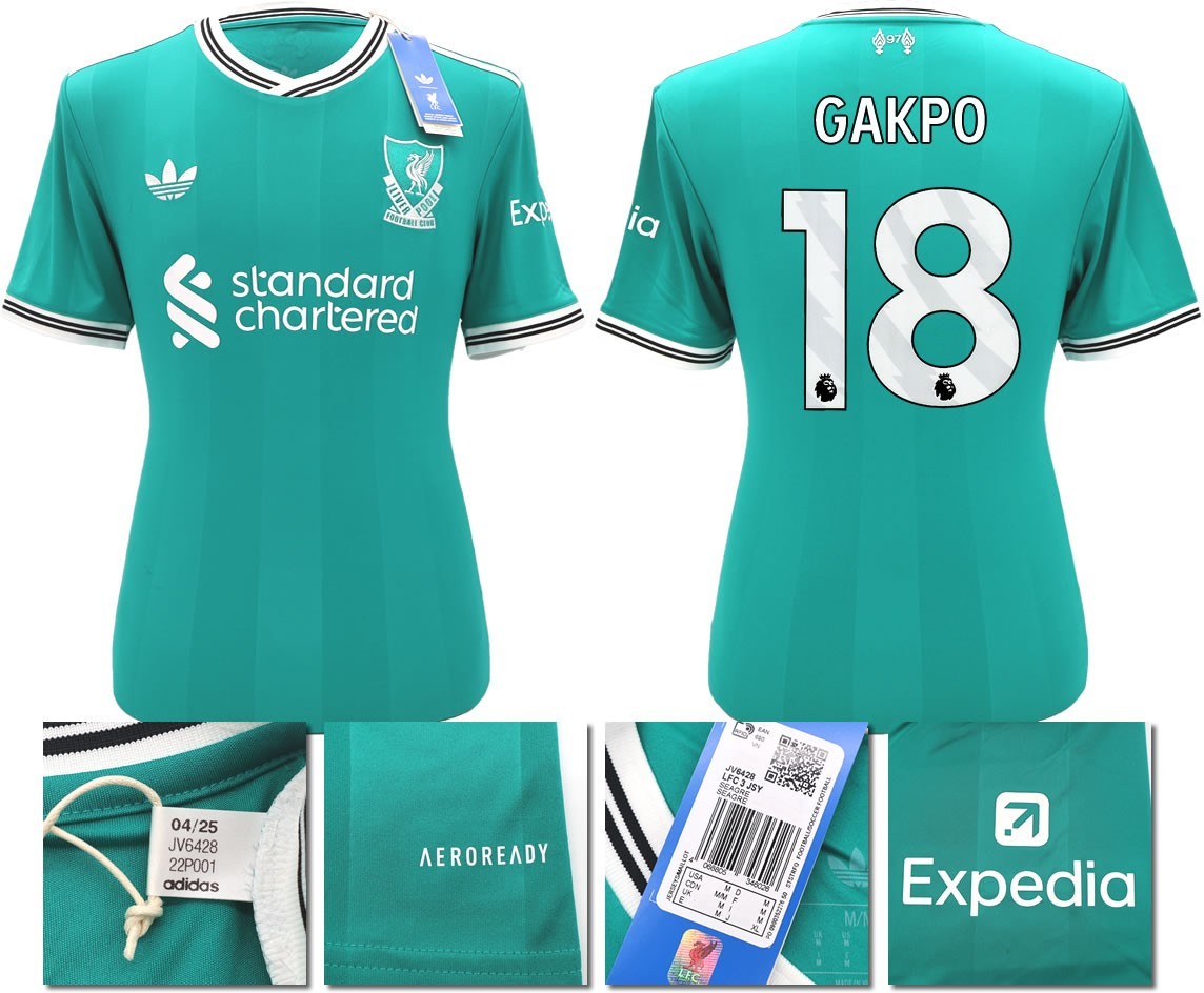 BNWT 2025 2026 LIVERPOOL ADIDAS 3RD SHIRT GAKPO 18