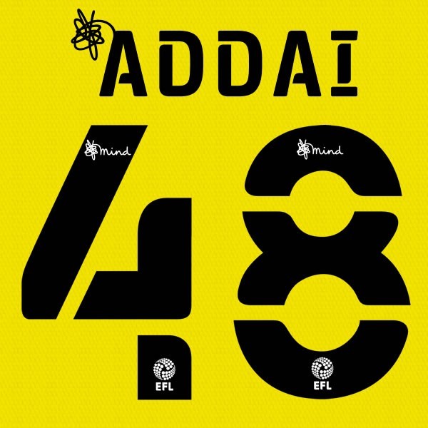 BARNSLEY 2020 2021 OFFICIAL ADDAI 48 3RD PLAYER SIZE NAME SET