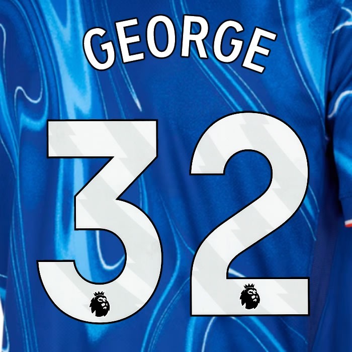 2024 2025 OFFICIAL CHELSEA GEORGE 32 WHITE HOME PLAYER SIZE NAMESET