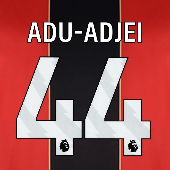 2024 2025 BOURNEMOUTH ADU ADJEI 44 WHITE HOME PLAYER SIZE NAME SET
