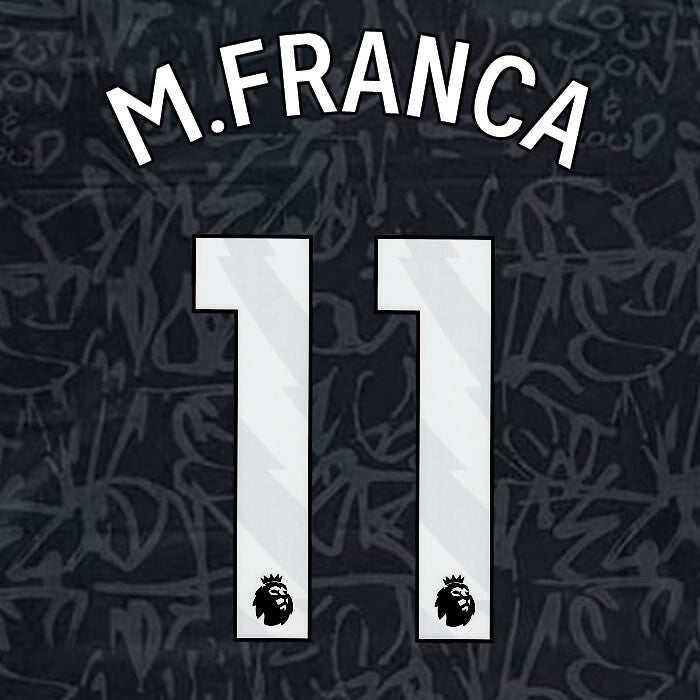 2023 2024 OFFICIAL CRYSTAL PALACE M. FRANCA 11 WHITE 3RD PLAYER SIZE NAMESET