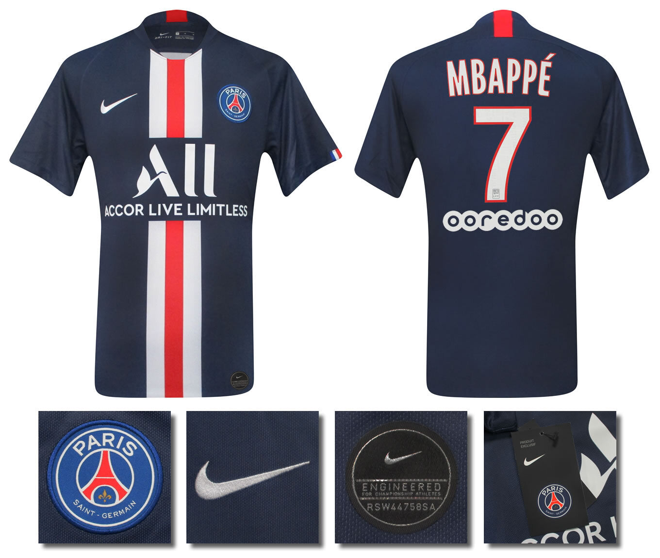 BNWT 2019 2020 PSG MBAPPE 7 HOME NIKE FOOTBALL SHIRT MENS SIZES