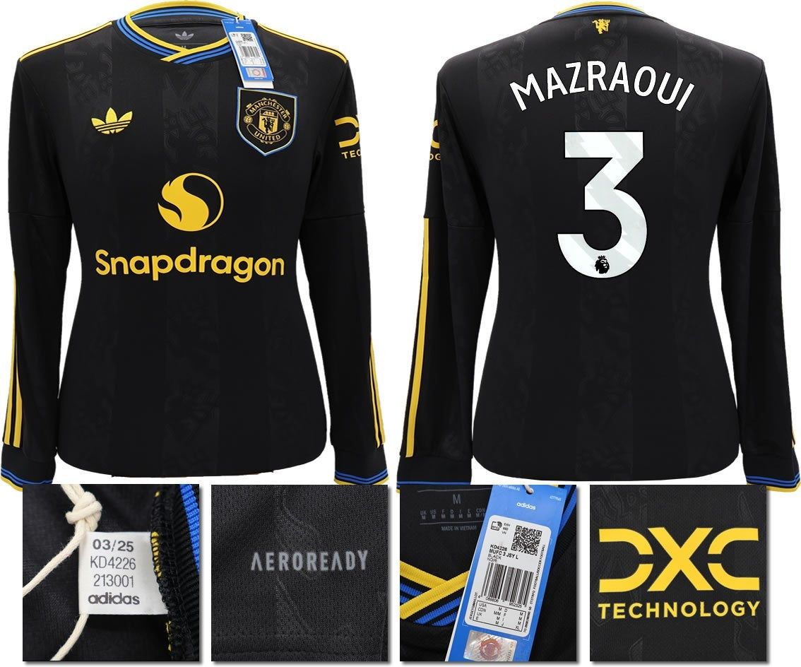 BNWT 2025 2026 MANCHESTER UNITED ADIDAS 3RD SHIRT LS MAZRAOUI 3