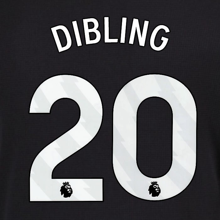2025 2026 EVERTON DIBLING 20 OFFICIAL WHITE 3RD PLAYER SIZE NAMESET