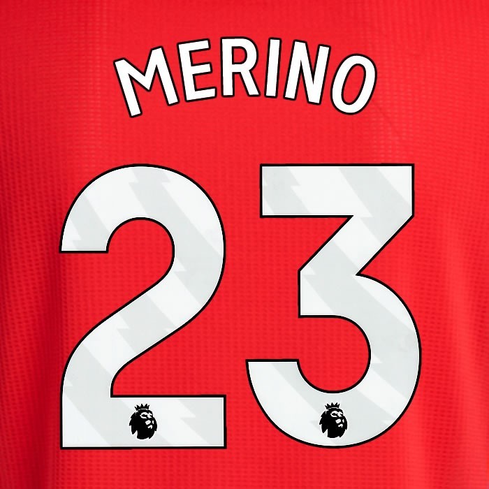2024 2025 ARSENAL MERINO 23 WHITE HOME OFFICIAL PLAYER SIZE NAMESET
