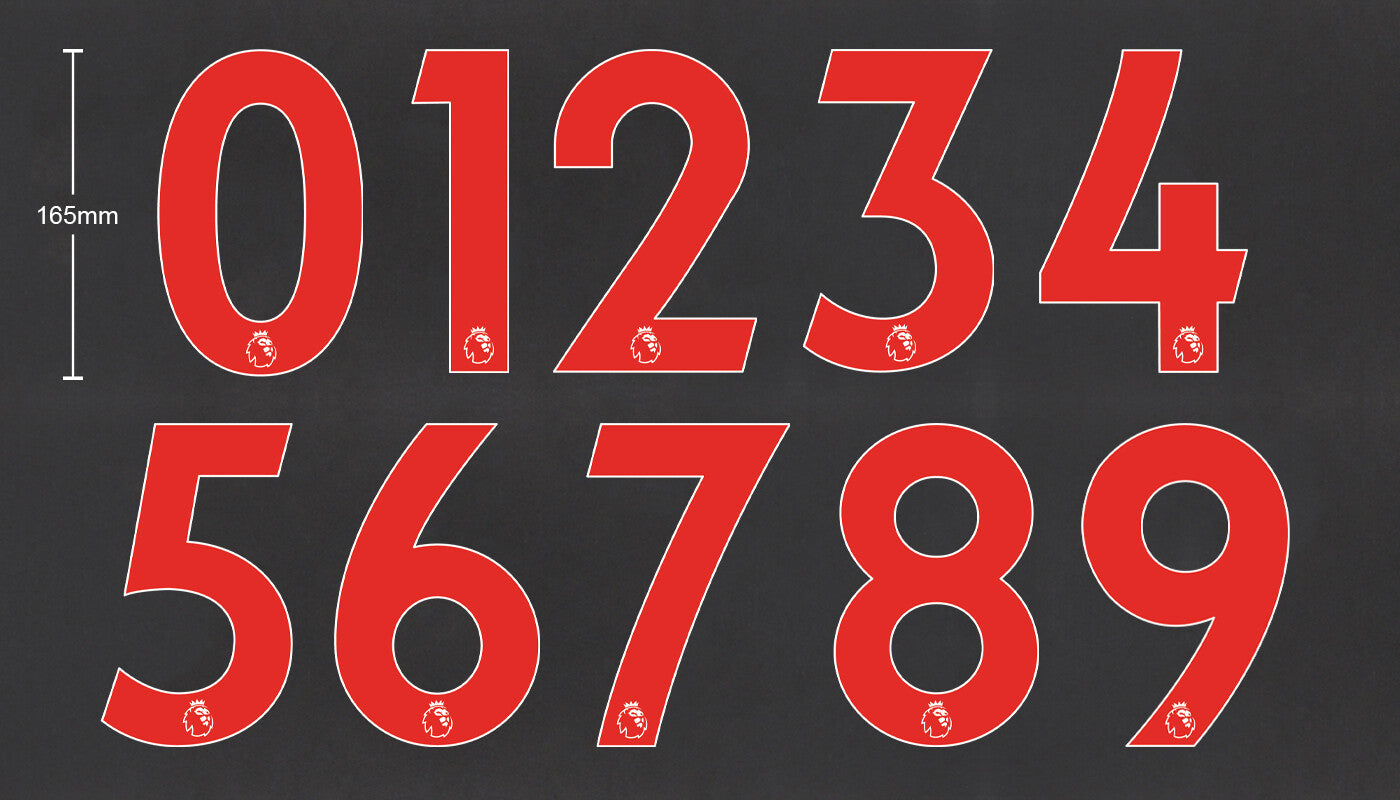 2019 - 2023 OFFICIAL AVERY DENNISON PREMIER LEAGUE RED JUNIOR SIZE NUMBERS
