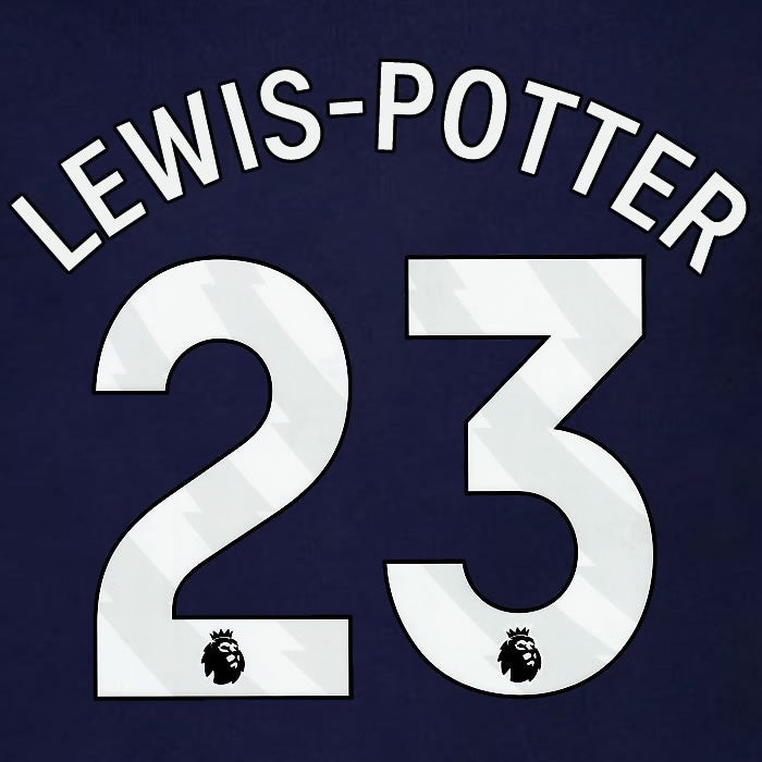 2023 2024 BRENTFORD LEWIS POTTER 23 OFFICIAL WHITE 3rd PLAYER SIZE NAMESET