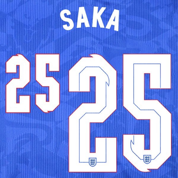 ENGLAND 2020 2021 OFFICIAL SPORTING ID SAKA 25 AWAY PLAYER NAMESET