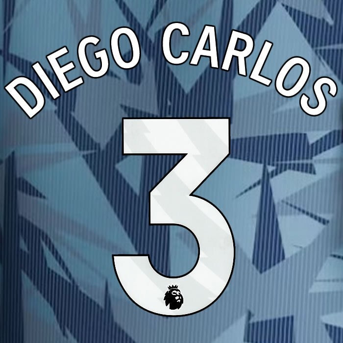 2023 2024 ASTON VILLA DIEGO CARLOS 3 OFFICIAL WHITE 3RD PLAYER SIZE NAMESET