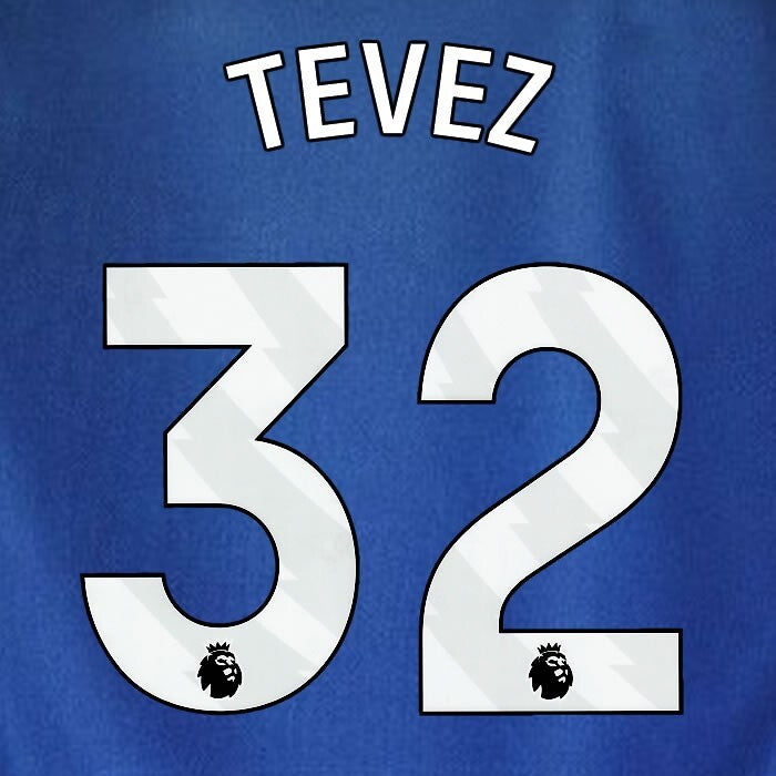 2023 2024 WEST HAM TEVEZ 32 OFFICIAL 3RD WHITE PLAYER SIZE NAMESET
