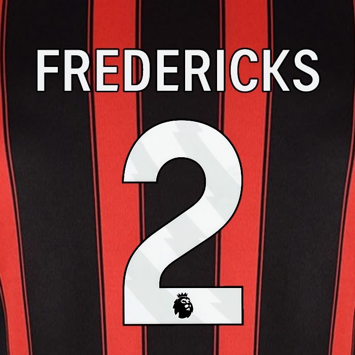 2023 2024 BOURNEMOUTH FREDERICKS 2 WHITE HOME PLAYER SIZE NAME SET