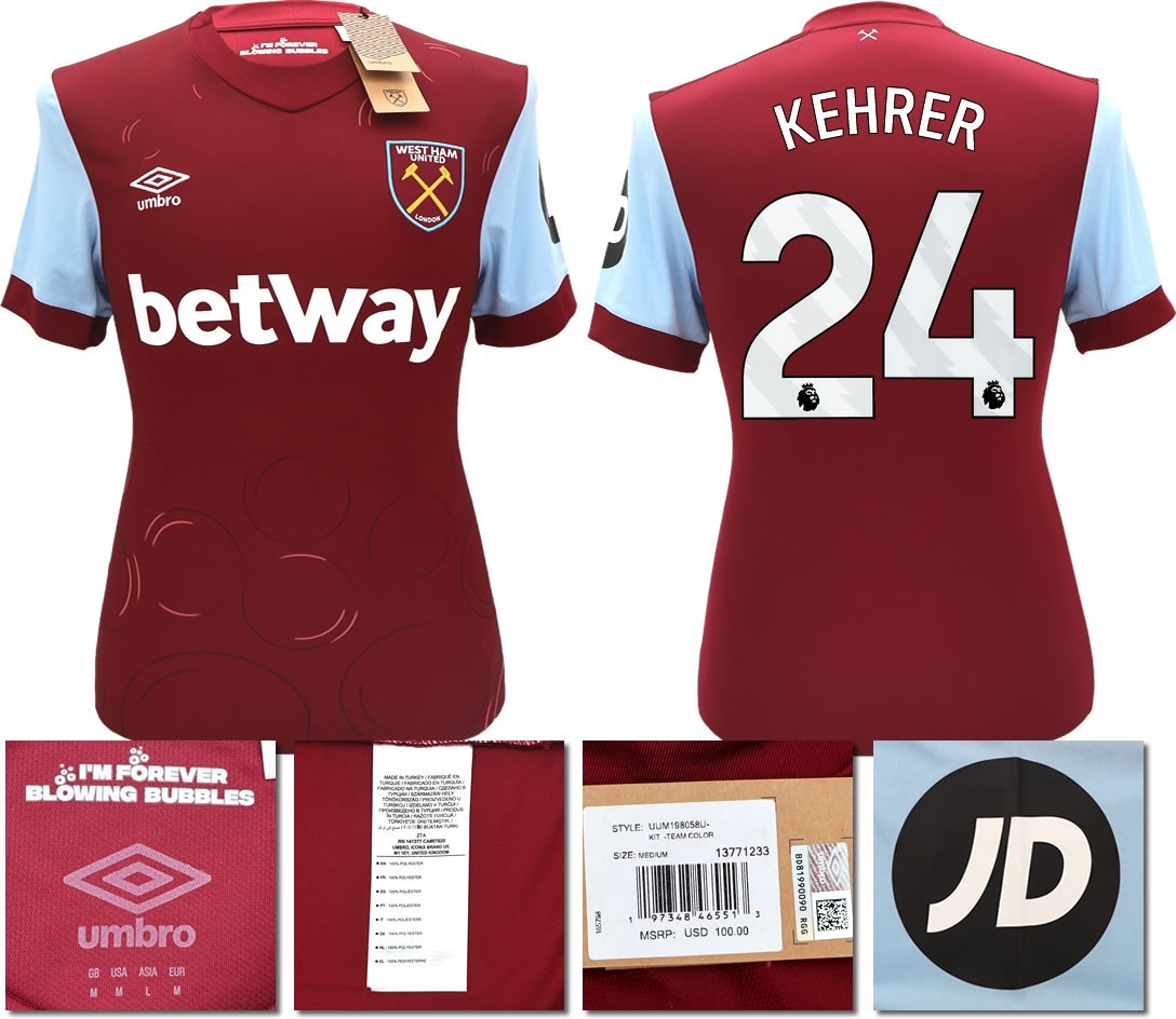 BNWT 2023 2024 UMBRO WEST HAM HOME SHIRT KEHRER 24 MEN'S