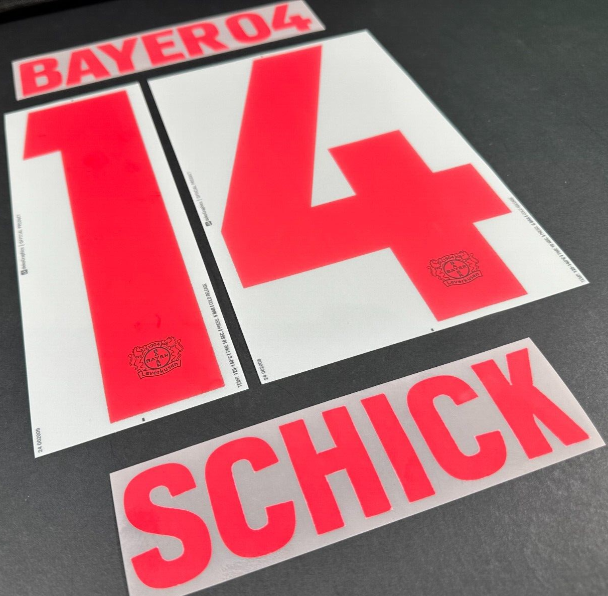 2023 2024 DekoGraphics BAYER LEVERKUSEN SCHICK 14 HOME PLAYER SIZE NAME SET