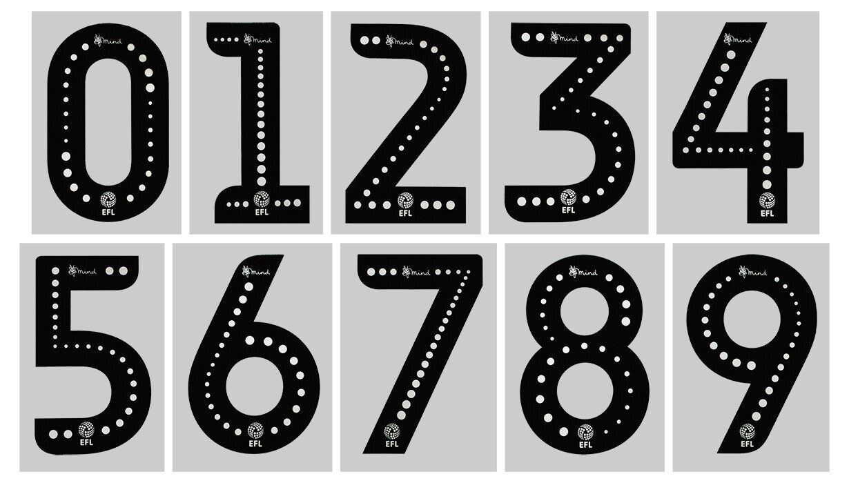 2019 2020 OFFICIAL EFL FOOTBALL LEAGUE BLACK PLAYER SIZE MIND SHIRT NUMBERS