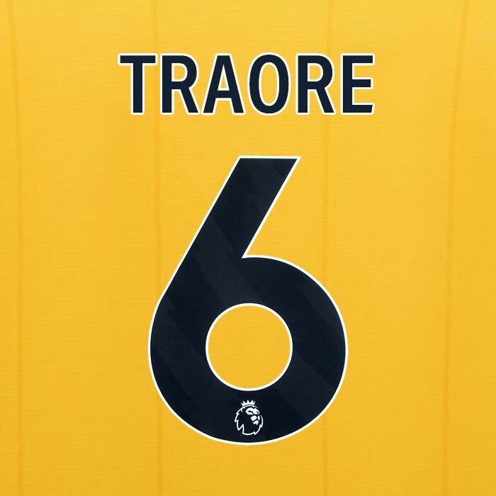 2023 2024 WOLVES HOME BLACK TRAORE 6 OFFICIAL PLAYER SIZE NAMESET