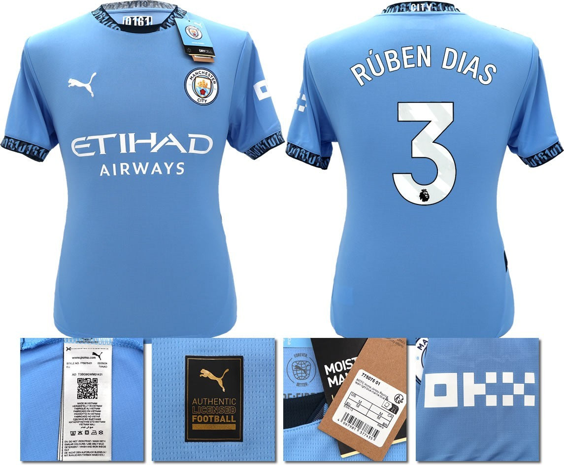BNWT 2024 2025 MAN CITY PUMA HOME RUBEN DIAS 3 FOOTBALL SHIRT
