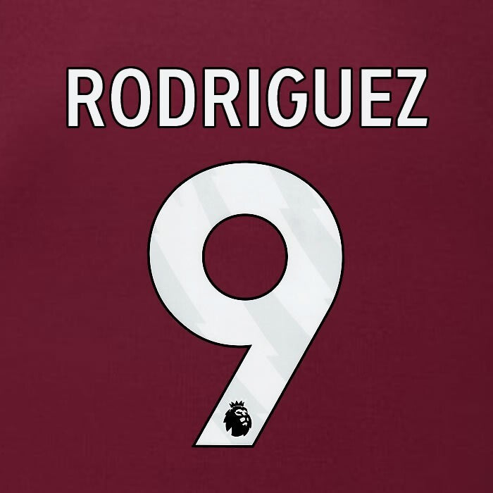 2023 2024 BURNLEY RODRIGUEZ 9 OFFICIAL WHITE HOME PLAYER SIZE NAMESET