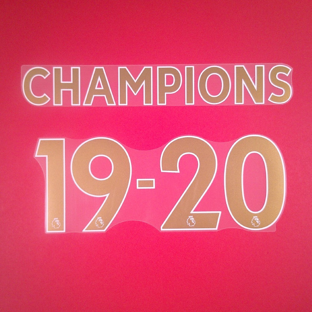 LIVERPOOL CHAMPIONS 19 - 20 OFFICIAL AVERY DENNISON GOLD PLAYER SIZE NAME SET
