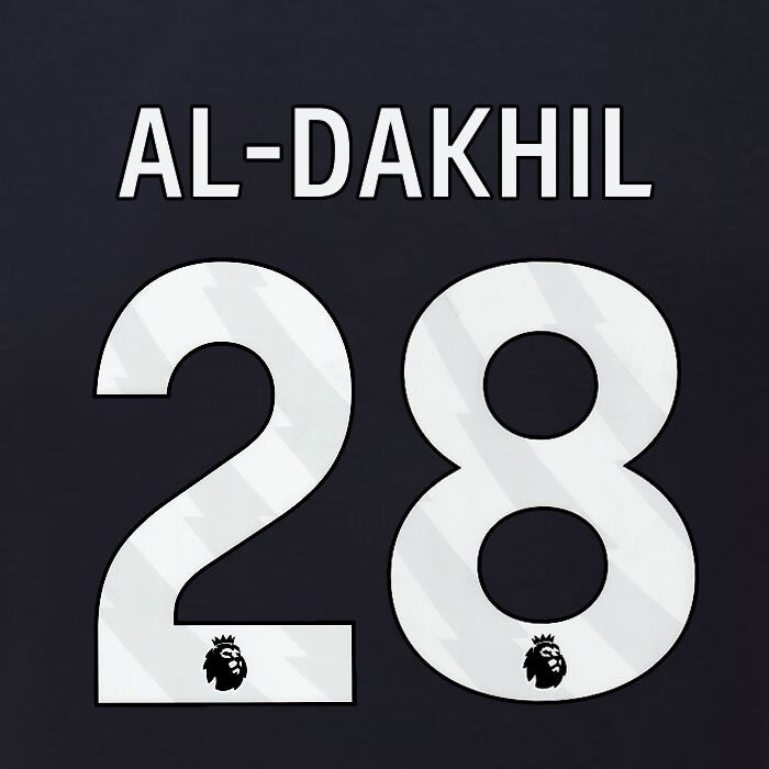 2023 2024 BURNLEY AL-DAKHIL 28 OFFICIAL WHITE 3RD PLAYER SIZE NAMESET