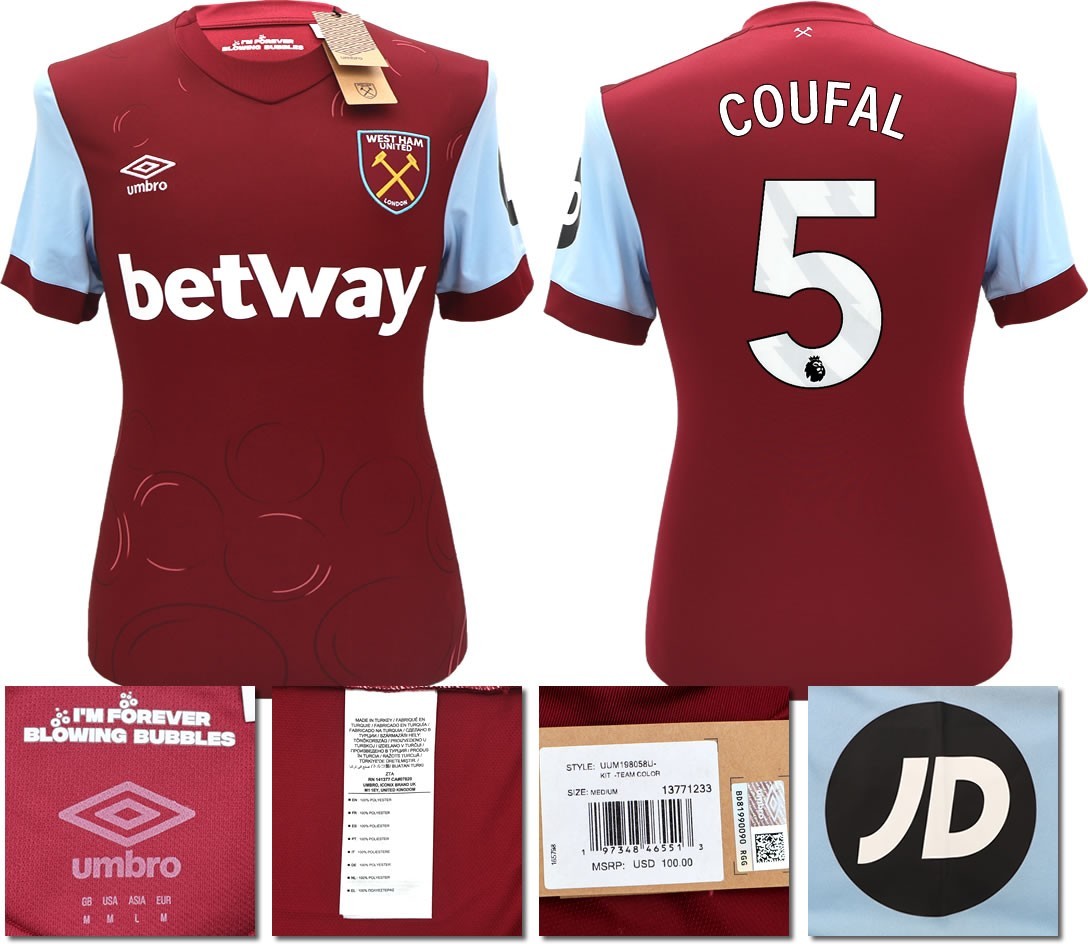 BNWT 2023 2024 UMBRO WEST HAM HOME SHIRT COUFAL 5 MEN'S