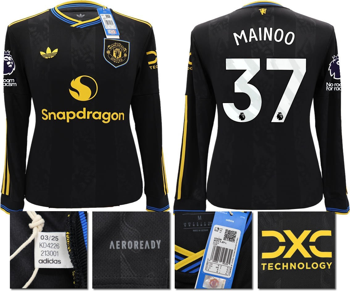 BNWT 2025 2026 MANCHESTER UNITED ADIDAS 3RD SHIRT LS MAINOO 37