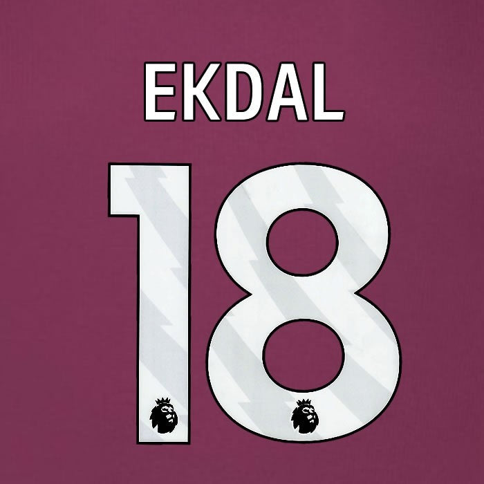 2025 2026 BURNLEY EKDAL 18 OFFICIAL WHITE HOME PLAYER SIZE NAMESET