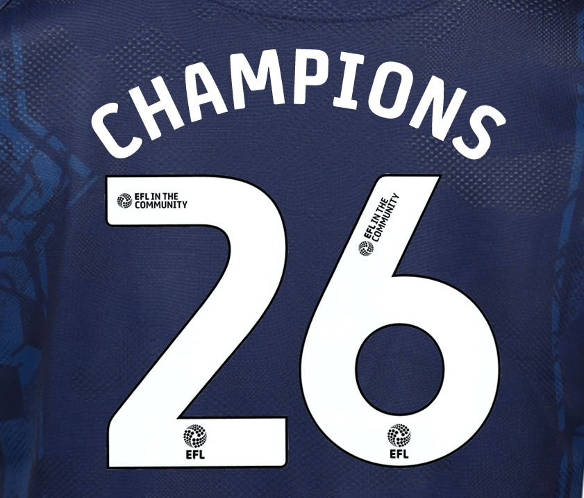 25 26 COVENTRY CITY CHAMPIONS 26 OFFICIAL WHITE THIRD PLAYER SIZE NAME SET 230MM