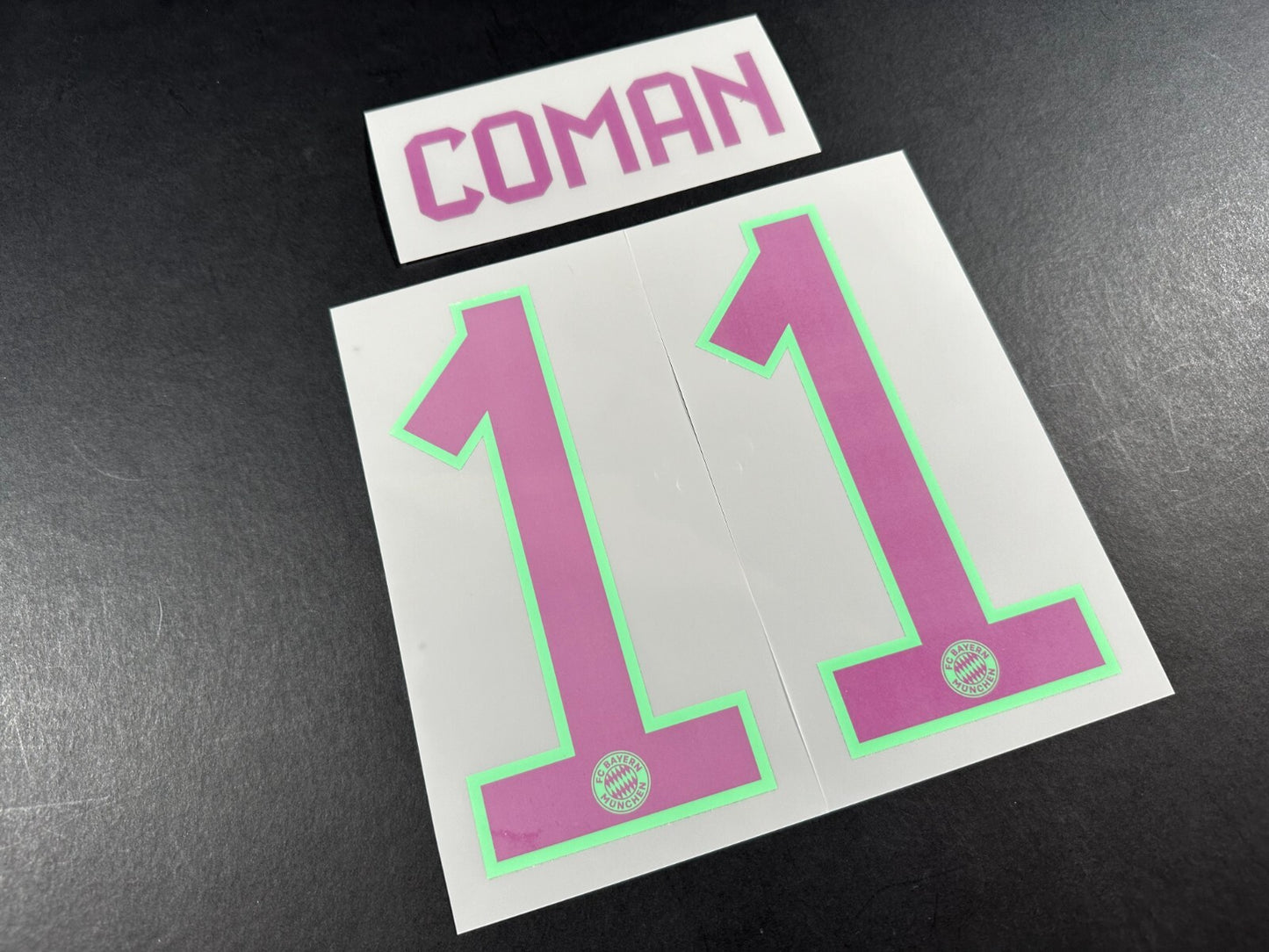 2023 2024 OFFICIAL BAYERN MUNICH COMAN 11 AWAY PURPLE KIDS SIZE NAMESET