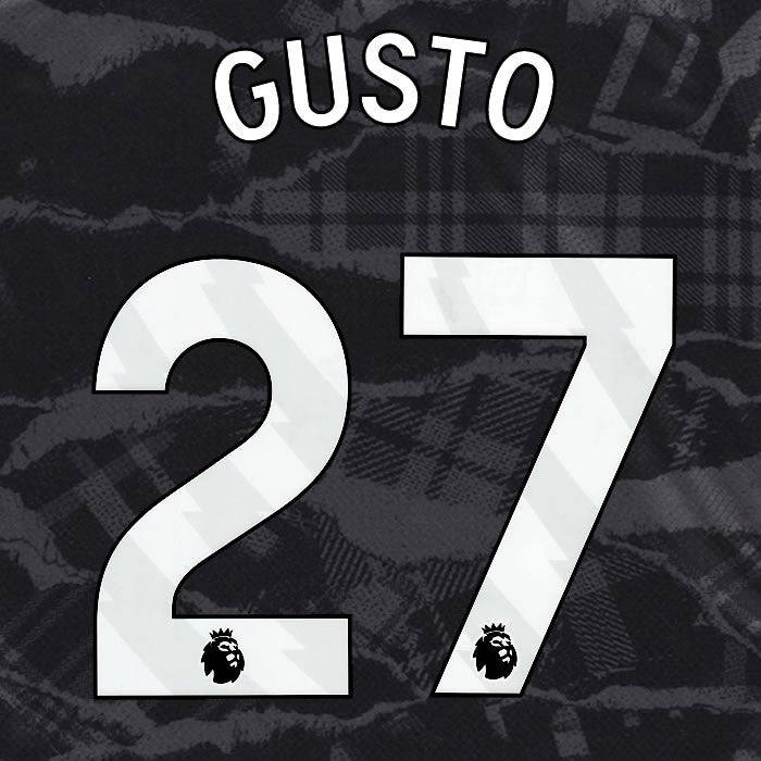 2024 2025 OFFICIAL CHELSEA GUSTO 27 WHITE 3RD PLAYER SIZE NAMESET