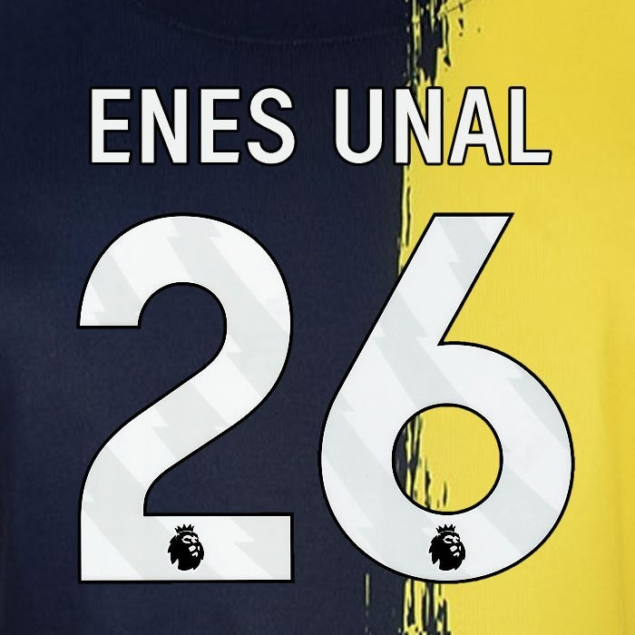 2023 2024 BOURNEMOUTH ENES UNAL 26 WHITE 3rd PLAYER SIZE NAME SET