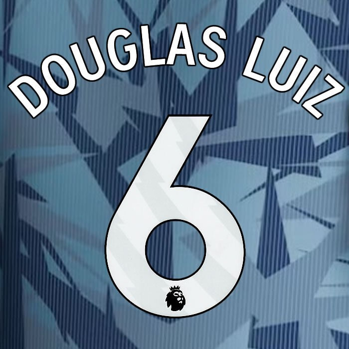 2023 2024 ASTON VILLA DOUGLAS 6 OFFICIAL WHITE 3RD PLAYER SIZE NAMESET