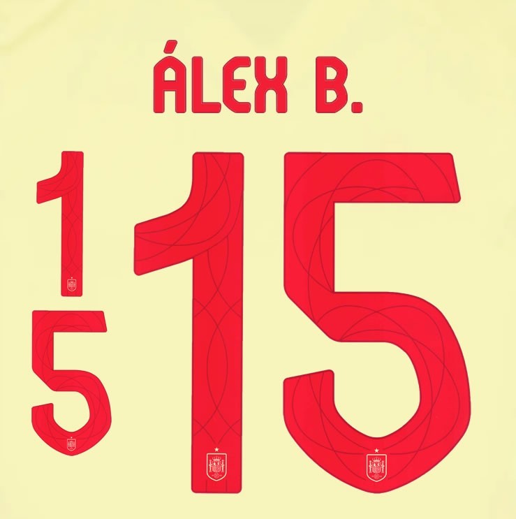 2024 2025 OFFICIAL SPAIN ALEX B 15 AWAY PLAYER SIZE NAMESET