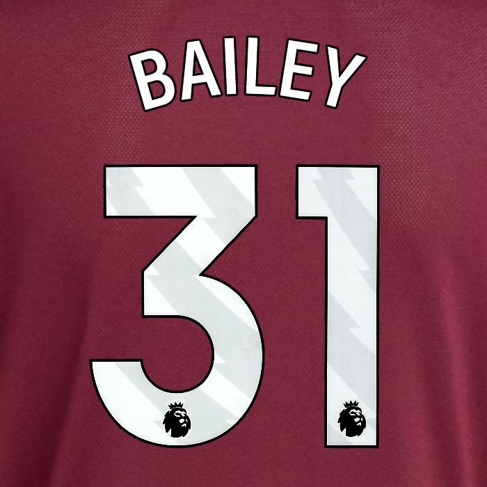 2025 2026 ASTON VILLA BAILEY 31 OFFICIAL WHITE HOME PLAYER SIZE NAMESET