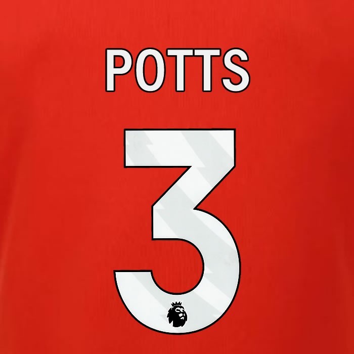 2023 2024 LUTON TOWN OFFICIAL POTTS 3 WHITE HOME PLAYER SIZE NAMESET