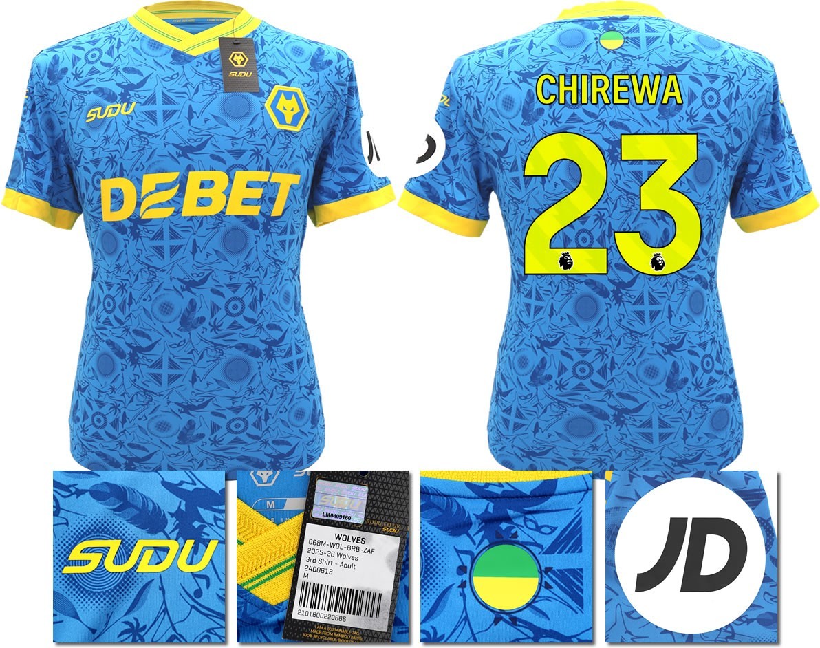 BNWT 2025/2026 WOLVES F.C. SUDU THIRD SHIRT CHIREWA 23