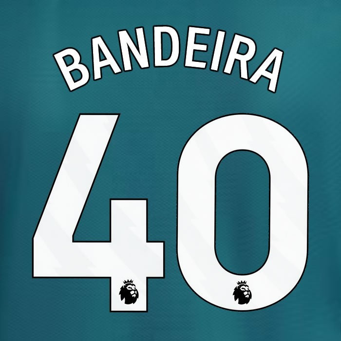 2023 2024 ARSENAL BANDEIRA 40 WHITE 3RD OFFICIAL PLAYER SIZE NAME SET