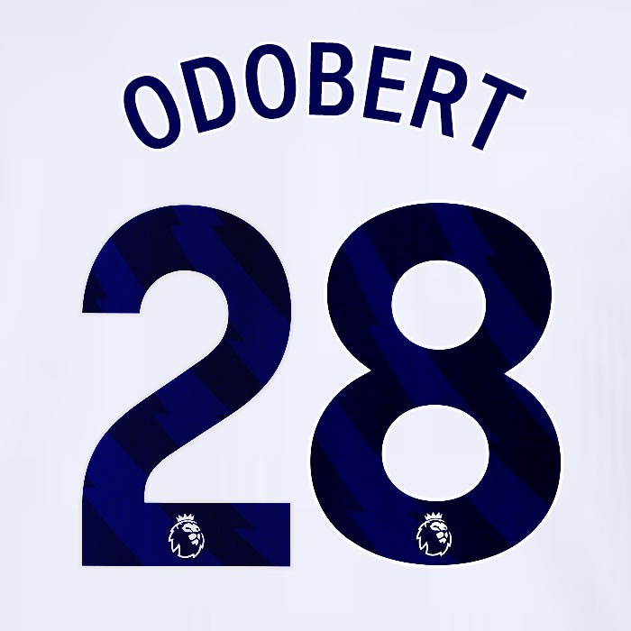 2024 2025 TOTTENHAM ODOBERT 28 BLUE HOME PLAYER SIZE NAME SET